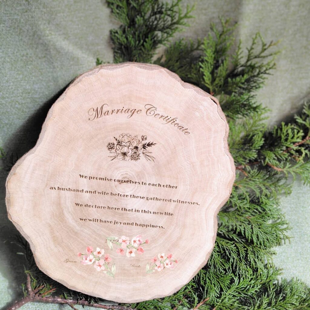 広葉樹の結婚証明書　ウェディングアイテム